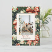 Elegante kerstsfeer gepersonaliseerd feestdagenkaart (Staand voorkant)