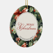 Elegante kerstsfeer gepersonaliseerd keramisch ornament (Rechts)