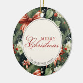 Elegante kerstsfeer gepersonaliseerd keramisch ornament (Links)