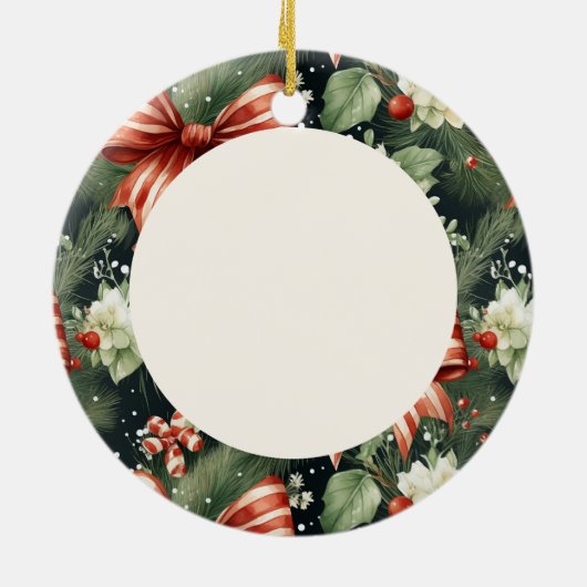 Elegante kerstsfeer gepersonaliseerd keramisch ornament (Achterkant)