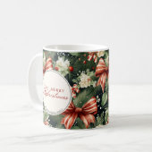 Elegante kerstsfeer gepersonaliseerd koffiemok (Voorkant links)