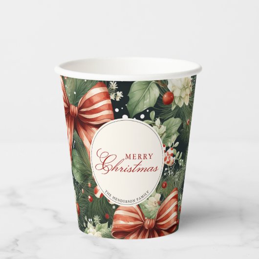 Elegante kerstsfeer gepersonaliseerd papieren bekers (Voorkant)