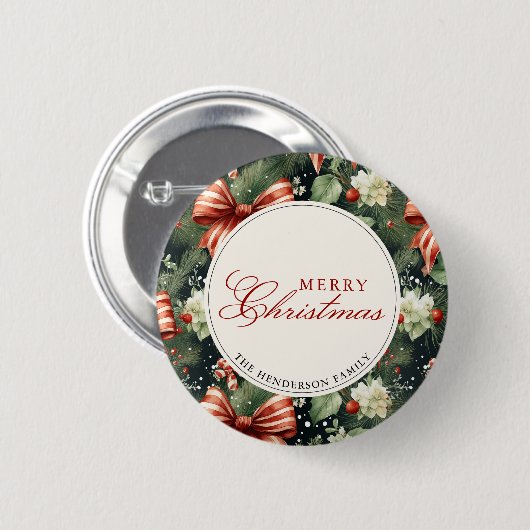 Elegante kerstsfeer gepersonaliseerd ronde button 5,7 cm (Voorkant /achterkant)