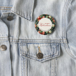 Elegante kerstsfeer gepersonaliseerd ronde button 5,7 cm