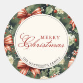 Elegante kerstsfeer gepersonaliseerd ronde sticker (Voorkant)