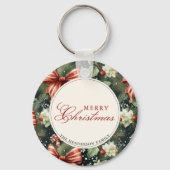 Elegante kerstsfeer gepersonaliseerd sleutelhanger (Voorkant)