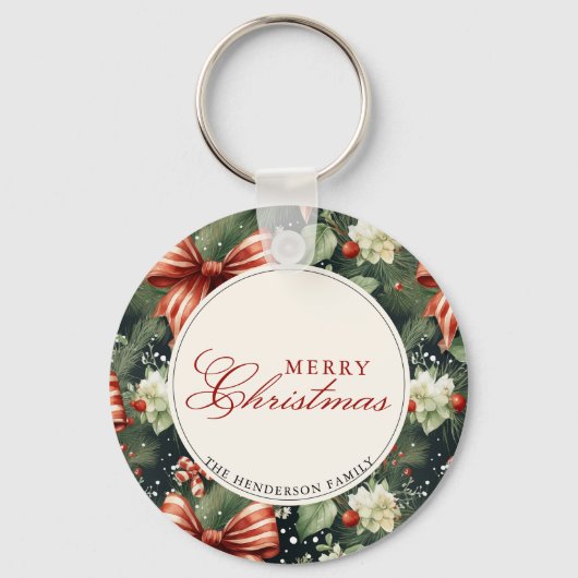 Elegante kerstsfeer gepersonaliseerd sleutelhanger (Voorkant)