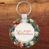 Elegante kerstsfeer gepersonaliseerd sleutelhanger (Voorkant)
