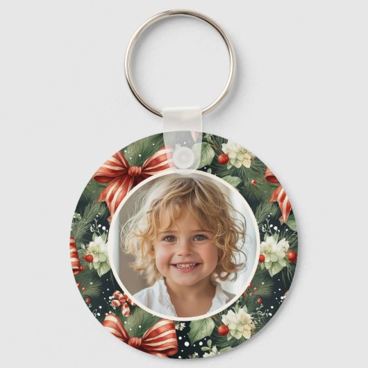 Elegante kerstsfeer gepersonaliseerd sleutelhanger (Achterkant)