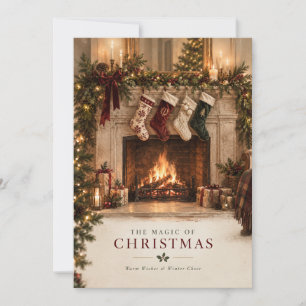 Elegante kerstsokken met naam voor het gezin kaart