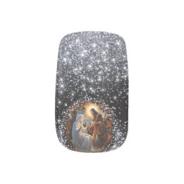 Elegante kerststal Faux Glitter Minx Nail Art