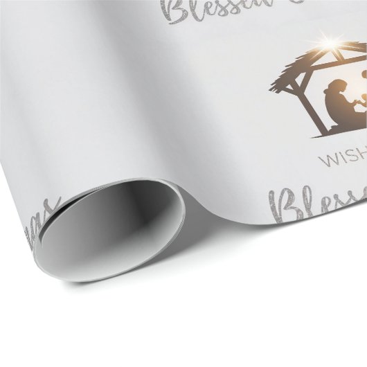 Elegante kerststal kerst Kaart Cadeaupapier (Rol Hoek)