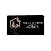 Elegante kerststal retour adres etiket (Voorkant)