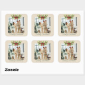 Elegante Kerstster met rode lint -  Vierkante Sticker (Vel)
