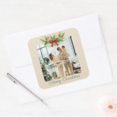 Elegante Kerstster met rode lint -  Vierkante Sticker (Envelop)