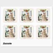 Elegante Kerstster met rode lint -  Vierkante Sticker (Vel)