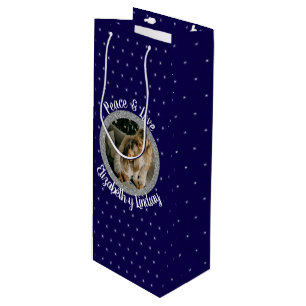 Elegante Kerststerren Foto & Naam Donker Paarse Wijn Cadeautas