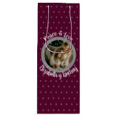 Elegante Kerststerren Foto & Naam Donkere Wijn Wijn Cadeautas (Voorkant)