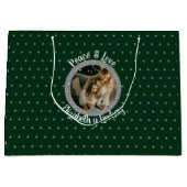 Elegante Kerststerren Foto & Naam Groen Groot Cadeauzakje (Voorkant)