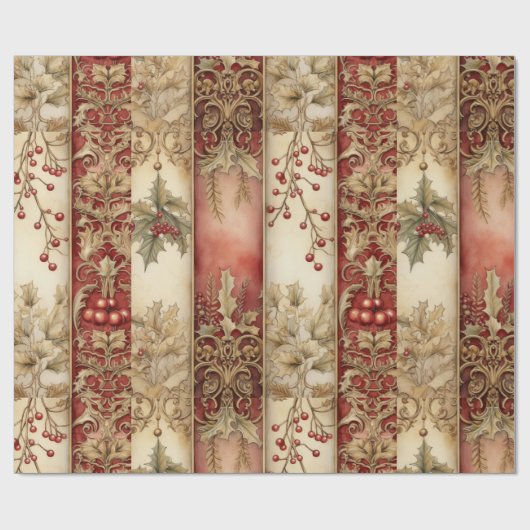  Elegante Kerststrepen Cadeaupapier (Vlak)