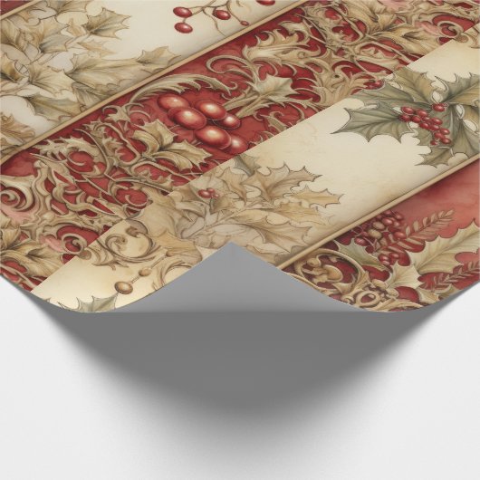 Elegante Kerststrepen Cadeaupapier (Hoek)