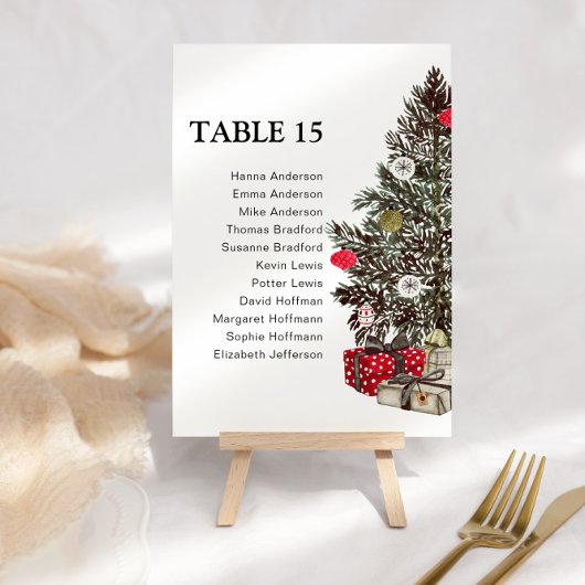 Elegante Kersttafel Kaart Nummers Zitkaart