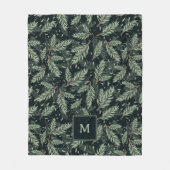 Elegante kersttakken op zwart met monogram fleece deken (Voorkant)