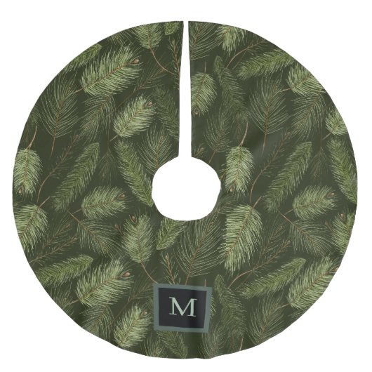 Elegante kersttakken op zwart met monogram kerstboom rok (Voorkant)