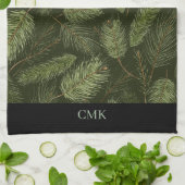 Elegante kersttakken op zwart met monogram theedoek (Gevouwen)