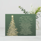Elegante Kersttrouw Groen Goud Programmakaart (Staand voorkant)