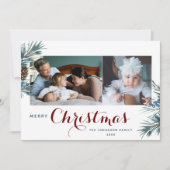 Elegante kersttypografie 2 Afbeeldingen Waterverf Feestdagenkaart (Voorkant)