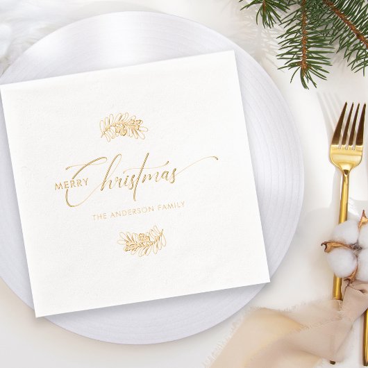Elegante kersttypografie Folie gestempeld servette Folie Servetten