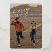 Elegante Kersttypografie Script Folie Feestdagenkaart (Voorkant)