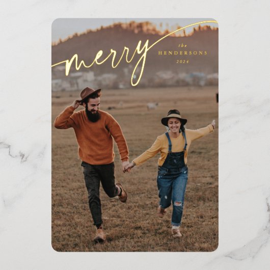 Elegante Kersttypografie Script Folie Feestdagenkaart (Voorkant)