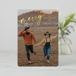 Elegante Kersttypografie Script Folie Feestdagenkaart