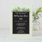 Elegante Kerstvakantie Bloemen Open Huis Party Kaart (Staand voorkant)