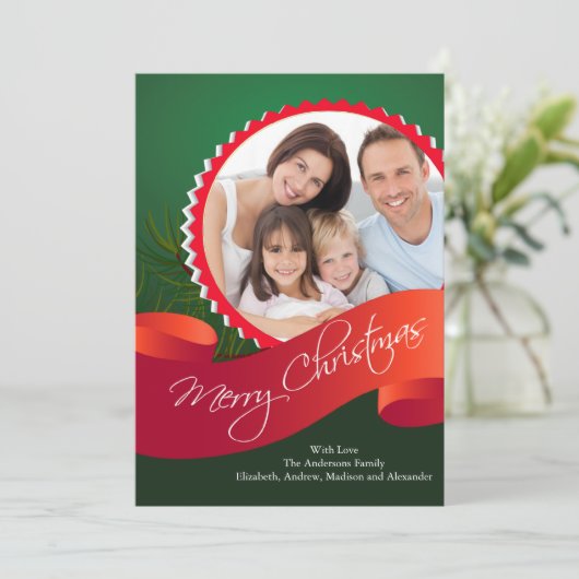 Elegante kerstvakantie fotokaart feestdagenkaart (Staand voorkant)