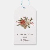 Elegante kerstvakantie Poinsettia Cadeaulabel (Voorkant)