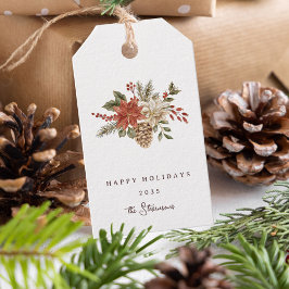 Elegante kerstvakantie Poinsettia Cadeaulabel