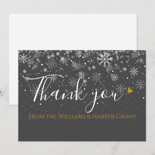 Elegante kerstvakantie sneeuwvlokken dank u bedankkaart (Voorkant / Achterkant)