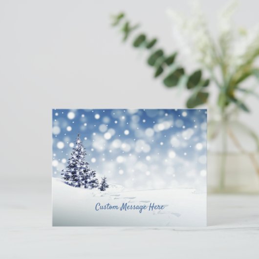 Elegante Kerstvakantie Winter Sneeuwboom Briefkaart (Staand voorkant)