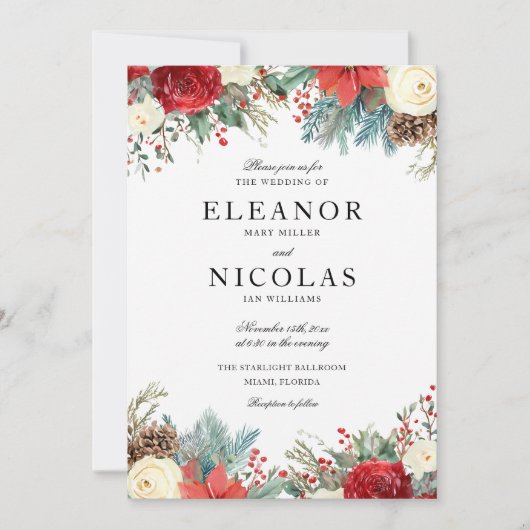 Elegante Kerstvakantie Winter Wedding Kaart (Voorkant)