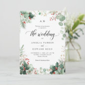 Elegante Kerstvakantie Winter Wedding Kaart (Staand voorkant)