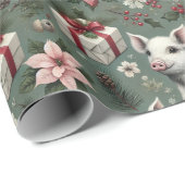 Elegante Kerstvarken Vakantie Wrap Cadeaupapier (Rol Hoek)