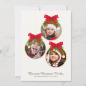 Elegante kerstversiering drie foto's feestdagenkaart (Voorkant)