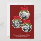 Elegante kerstversiering drie foto's feestdagenkaart (Voorkant)
