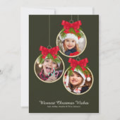 Elegante kerstversiering drie foto's feestdagenkaart (Voorkant)