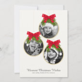 Elegante kerstversiering drie foto's feestdagenkaart (Voorkant)