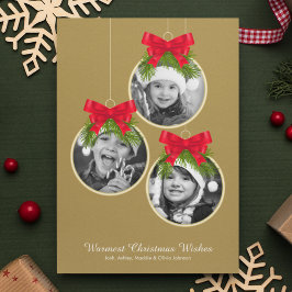 Elegante kerstversiering drie foto's feestdagenkaart