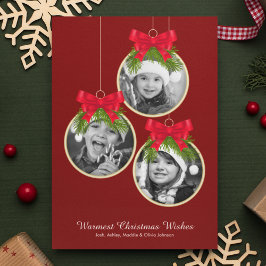 Elegante kerstversiering drie foto's feestdagenkaart